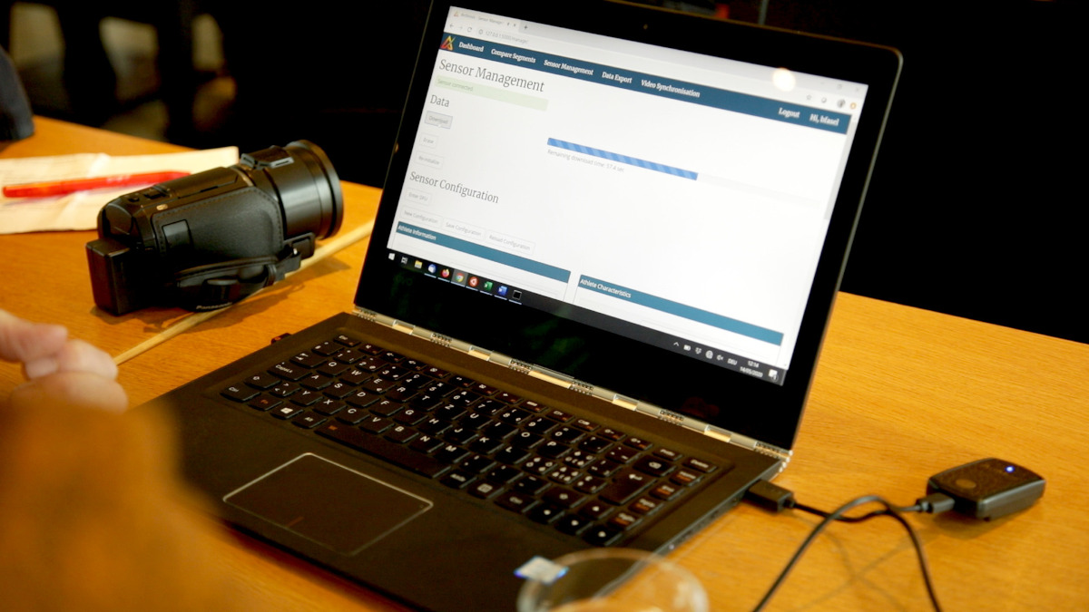 Photo showing laptop downloading sensor data